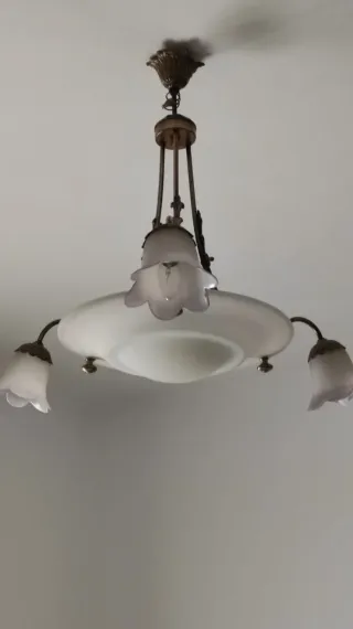 Lámpara araña antigua cristal y metal