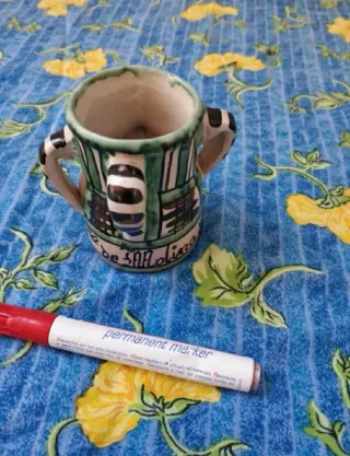 Mini Porrón Cerámica Pintado a Mano Punter