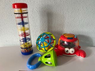 Lote Sonajeros Bebé: Rueda, Cangrejo, Tubo