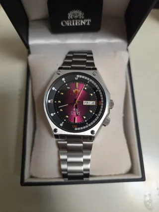 Reloj Automático Orient granate y Plateado