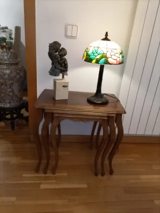 Conjunto Decoración: Lámpara , Escultura y mesitas