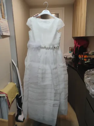 Vestido de Comunión Niña Blanco-Beige