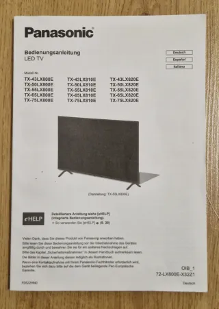Manual Panasonic LED TV Serie LX800