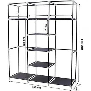 Armario Vestidor Gris De Tela 170x150x45 Cm NUEVO