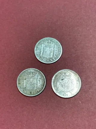 Lote 3 monedas plata 50 céntimos