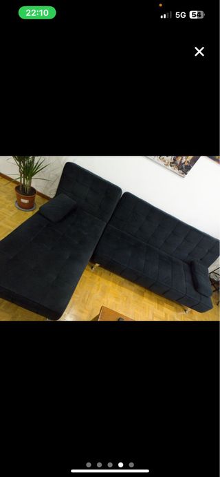 Sofá cheslong tela negro