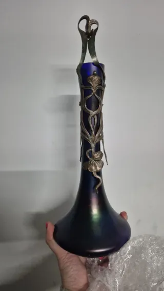 Jarra Art Nouveau Azul Metálico