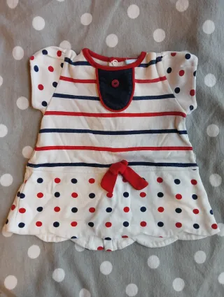 Vestido bebé 3 meses rayas y lunares