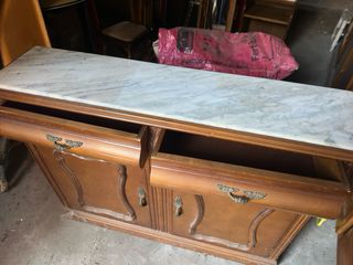 Mueble recibidor vintage madera mármol