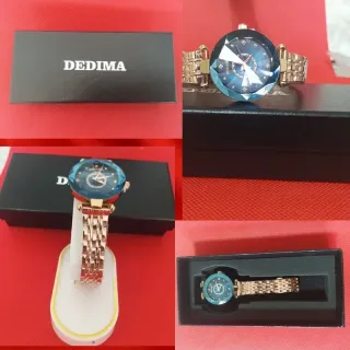 Reloj DEDIMA Cuarzo Diamantes Azul Dorado