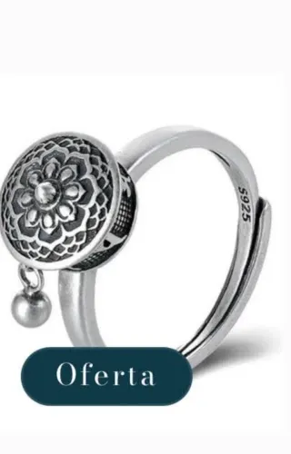 Anillo Plata Ajustable Diseño Mandala