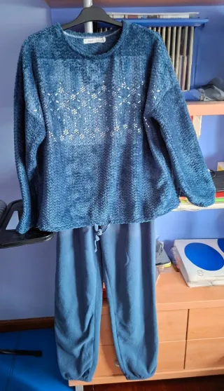 Pijama Largo Polar Strass Espejo women'secret azul