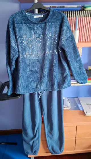 Pijama Largo Polar Strass Espejo women'secret azul