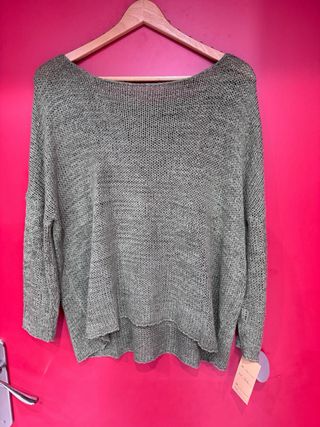 Jersey verde cuello barco punto fino