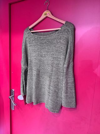 Jersey verde cuello barco punto fino