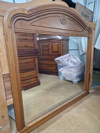 Espejo Madera Maciza Labrada Rústico Provenzal