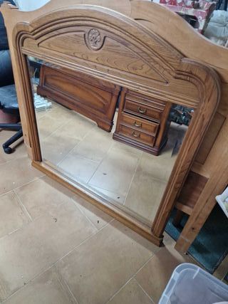 Espejo Madera Maciza Labrada Rústico Provenzal