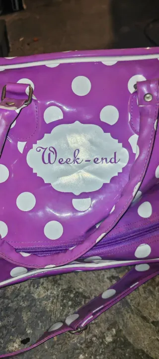 Borsa da mare pois viola e bianchi