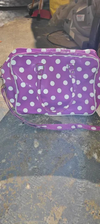 Borsa da mare pois viola e bianchi