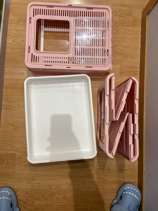 Arenero para gatos rosa plegable