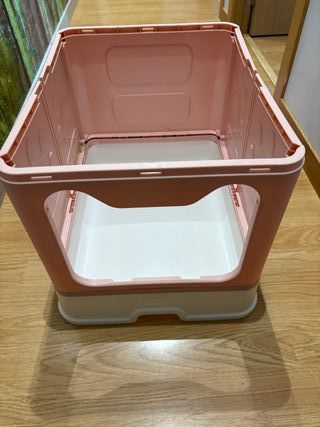 Arenero para gatos rosa plegable