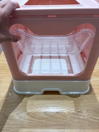 Arenero para gatos rosa plegable