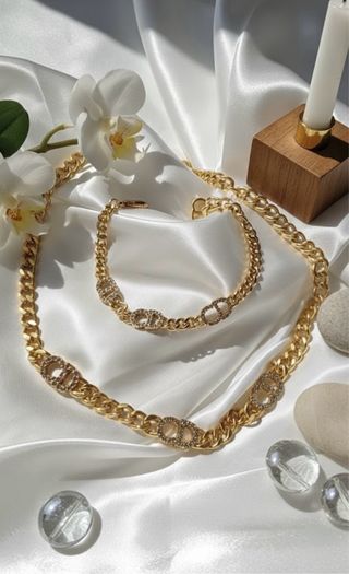 Conjunto Collar y Pulsera bañado en oro 18 K