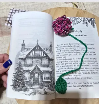 Segnalibro fatto a mano Rosa/ viola