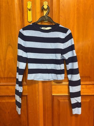 Jersey Zara Rayas Azul Manga Larga