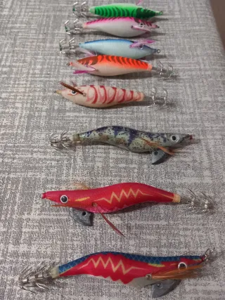 Señuelos calamar y sepia (egis/pajaritos)