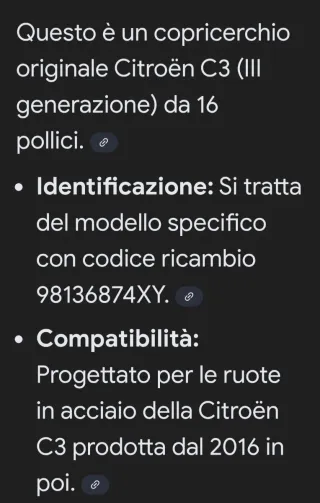 Copricerchi Citroën C3 16 pollici