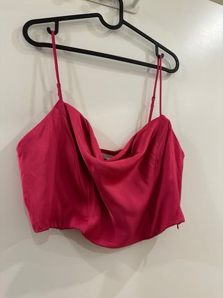 Top H&M Satén Fuchsia Talla L