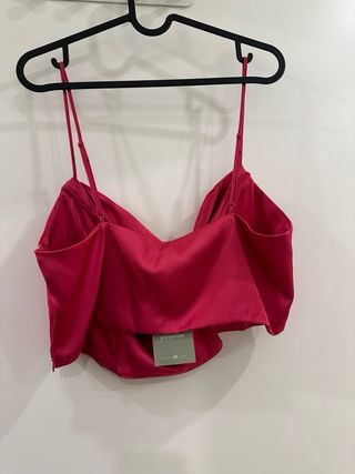 Top H&M Satén Fuchsia Talla L