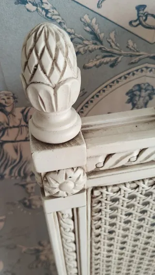 Cabezal cama 150cm mimbre y madera