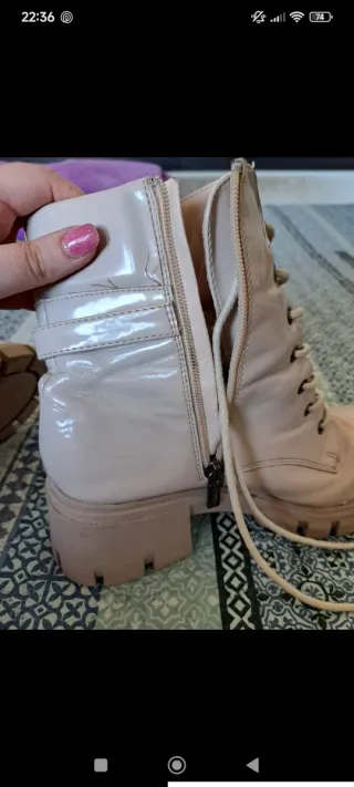 Botas charol beige/rosa