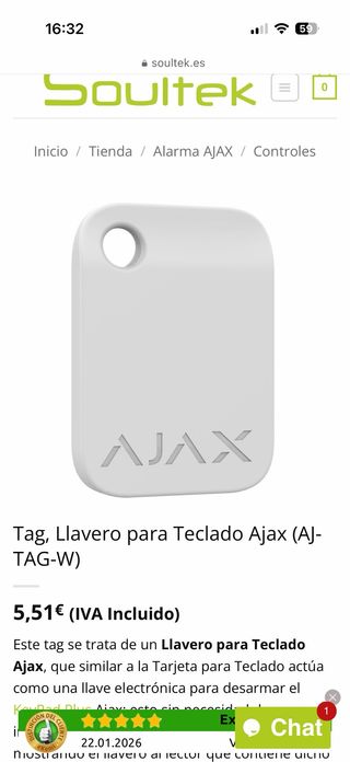 Tag Llavero Teclado Ajax AJ-TAG-W