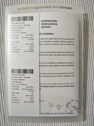 Diamante Natural Fancy Yellow - Cert. IGI