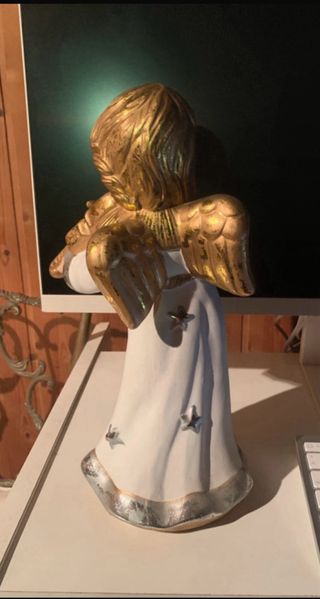 Angelo in ceramica con violino alto 10cm