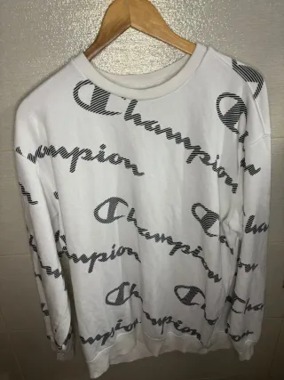 Felpa Champion bianca con logo all-over