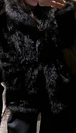 Abrigo pelo negro Zara Talla M