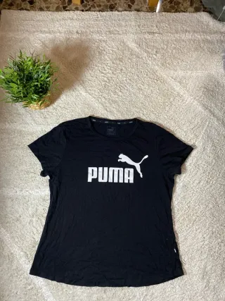 Camiseta Puma Negra Logo Blanco Talla XL