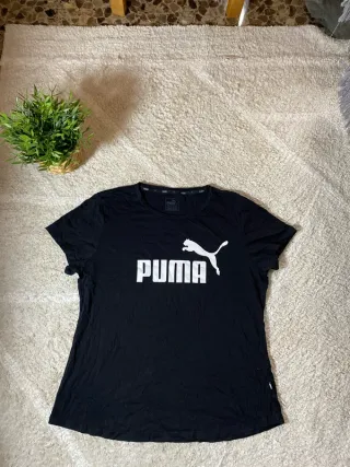 Camiseta Puma Negra Logo Blanco Talla XL