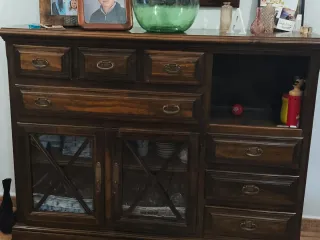 Conjunto muebles de salón madera maciza.