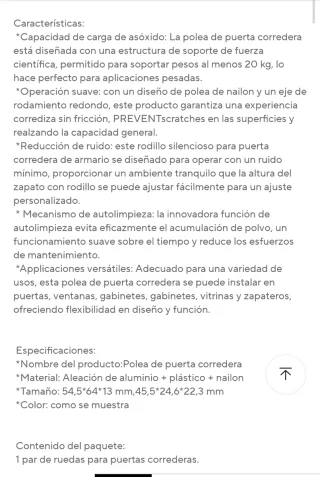 Ruedas para puerta corredera (2 unidades)