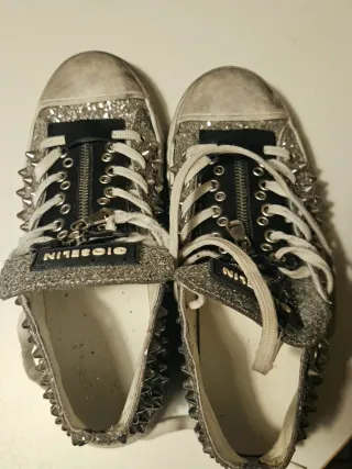 GIOSELIN Sneakers Donna Tg. 37 Glitter Borchie