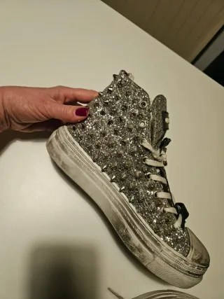 GIOSELIN Sneakers Donna Tg. 37 Glitter Borchie
