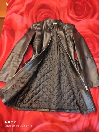 Giaccone donna vera pelle nero taglia 42