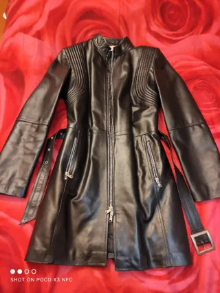 Giaccone donna vera pelle nero taglia 42