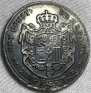Medalla Plata Ley 25 Pesetas Alfonso XII + Regalo