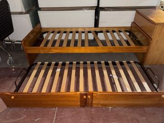 Cama nido madera con cabecero y mueble